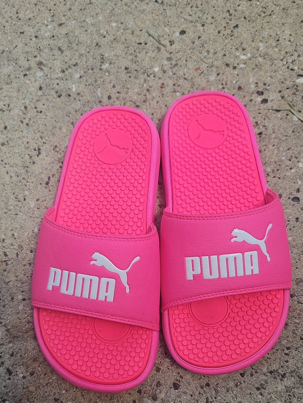 Puma Hot Pink Slide Sandals with White Logo